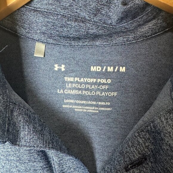 UNDER ARMOUR The Playoff Polo Loose Fit Blue Grey Size Medium - Picture 6 of 7